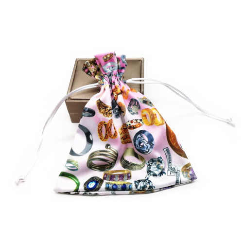 Custom Logo Printed Microfiber drawstring jewelry pouch bag