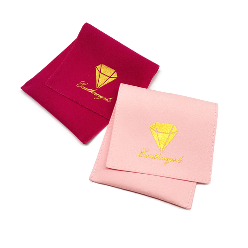 Custom logo printed double velvet Luxury Jewelry envelope pouch bag