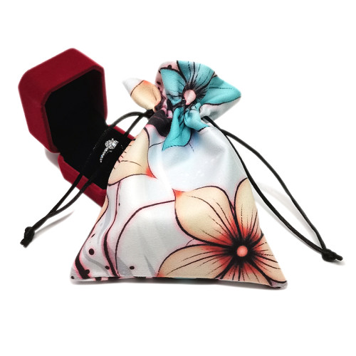 Wholesale custom  printing logo velvet jewelry drawstring bag