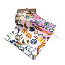 Custom Logo Printed Microfiber drawstring jewelry pouch bag