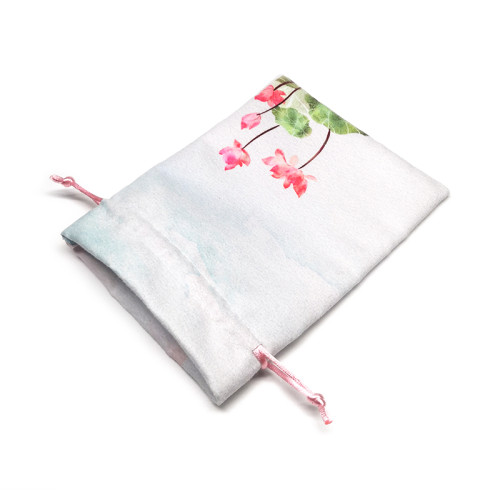 Custom suede pouch velvet jewelry drawstring bag with printed logo