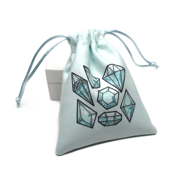 Custom Sublimation Double-sided Suede Jewelry Bag Pouch with Drawstrings