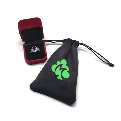 Custom Screen Printed Logo Suede Jewelry Pouch Bag with Microfiber Lining