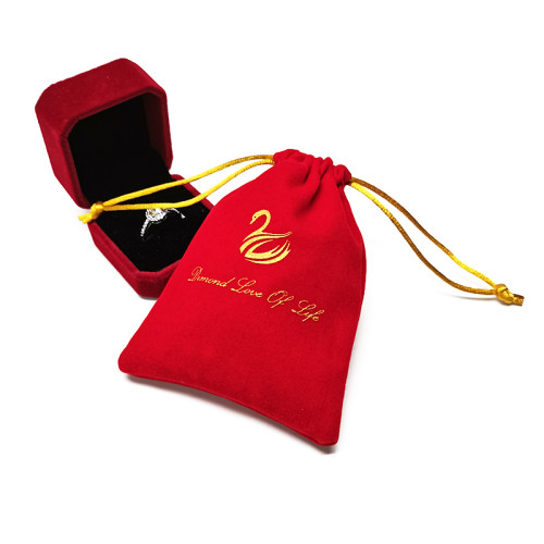 Custom High Quality Velvet Custom Color Size Velvet packaging pouches for jewelry Red Velvet jewelry pouches packaging