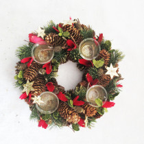 Fancy  best popular festival and home decoration christmas wreath with candle cups