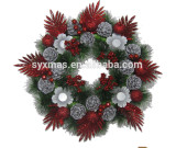40 cm PVC christmas Candle Wreath with pine cone and hand made