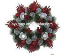40 cm PVC christmas Candle Wreath with pine cone and hand made