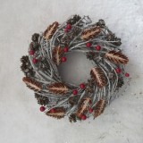 Promotional fabric christmas wreath red decorated home door wreath artifical christmas hanging wreath