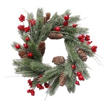 luxury 100% PE with pine cone and red fruits Christmas wreath