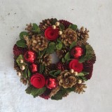 Promotional fabric christmas wreath red decorated home door wreath artifical christmas hanging wreath