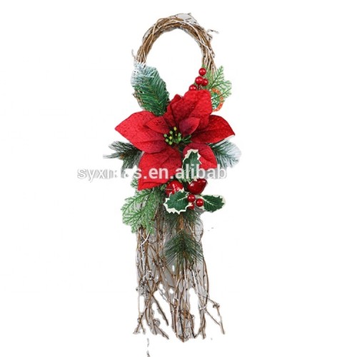 Popular handmade rattan tree decor garland wreaths outdoor christmas decorations