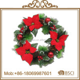 40 cm PVC christmas Candle Wreath with pine cone and hand made