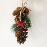 Star Shape Natural Pine cone Christmas Party Wreath with red berry