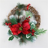Wholesale  decorative rattan artificial green wreath christmas decoration door hanging ornament