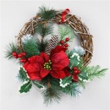Wholesale  decorative rattan artificial green wreath christmas decoration door hanging ornament