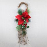 Wholesale  decorative rattan artificial green wreath christmas decoration door hanging ornament