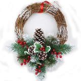 Wholesale  decorative rattan artificial green wreath christmas decoration door hanging ornament