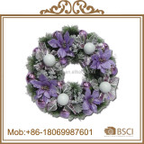 40 cm PVC christmas Candle Wreath with pine cone and hand made