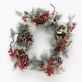 New Design  Christmas Door deco  51cm artifical wreath with pine cone red berry
