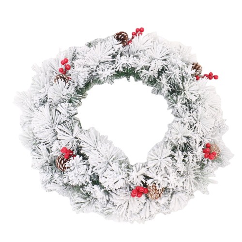 Hot Sales Decorative Artificial Festival white snow decoration wreath