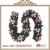 Wholesale 200cm Artificial Christmas Garland with pine cone&balls decorated