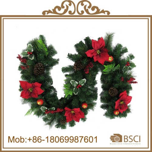 Artificial Christmas Garland with snowflake decorated hot sell 200cm