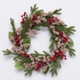 50cm wholesale half nature rattan christmas wreath  for door supplies preserved boxwood christmas garland