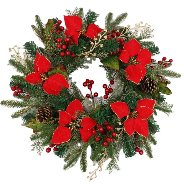 Luxury Decorated Christmas Wreath artificial Flower Wreath with berries