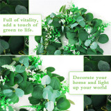 2021 New Decorative 40cm Artificial Eucalyptus Wreath with Bowknot Faux Green Leaves Garland for Front Door Wall