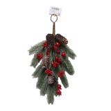 simple PE with glitter and pine cone with white mixed Christmas hanging decoration with bowknot