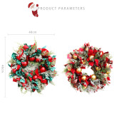 202 New 48cm Amazon xmas christmas picks front door red gold artificial natural flowers wholesale wreaths with plastic ball