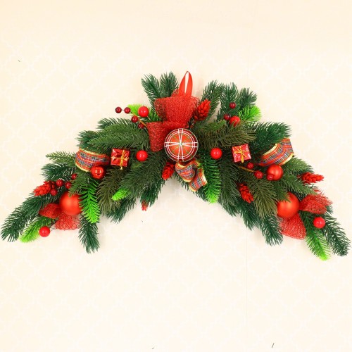 Longhorn shape Christmas Ornament Swag Wreath Door Mount Teardrop Swag Wreath Outdoor Hanging Wall Decoration