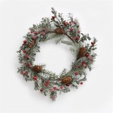 2021 Yiwu Shuangyuan Hot 30cm pine christmas wreath wholesale christmas wreath decorative with red bell, red berries