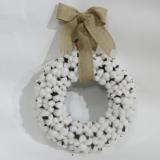 with white glitter  nature pine cone with white glitter with white metal bell 45cm out Dia pine wreath