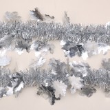 2021 Yiwu shuangyuan 2 meters red color  shiny glitter PET Christmas Tinsel Garland with leaf ornament decorated