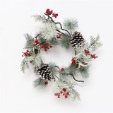 New Design  Christmas Door deco  51cm artifical wreath with pine cone red berry
