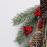 simple PE with glitter and pine cone with white mixed Christmas hanging decoration with bowknot