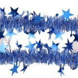 2meters blue color PET Christmas wired Tinsel Garland Colorful Tinsel Garland with different Shape Stars Tree Shape
