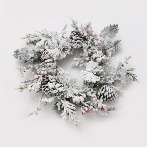 2021 New Design High Quality Christmas  flocking Wreath For Holiday Wedding Party Decoration Supplies Hook Ornament Craft Gifts