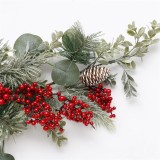 New Design  Christmas Door deco  51cm artifical wreath with pine cone red berry