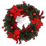 Wholesale christmas wreath  christmas red  flower wreath door hanging ornament home decoration supplier