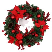 Wholesale christmas wreath  christmas red  flower wreath door hanging ornament home decoration supplier