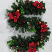 200cm Artificial Christmas Garland with red flower decorated hot sell