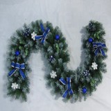 270cm  green PVC Christmas garland with red berry and nature pinecone decorated