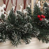 270cm bullet head with white rattan, 260T, 9 groups of red pine cones  Xmas Garland/Christmas garland
