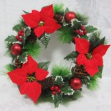 Wholesale christmas wreath  christmas red  flower wreath door hanging ornament home decoration supplier