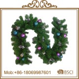 Wholesale 200cm Artificial Christmas Garland with pine cone&balls decorated