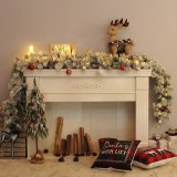 270cm bullet head with white rattan, 260T, 9 groups of red pine cones  Xmas Garland/Christmas garland