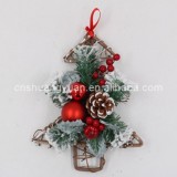 2022  New year design 200cm christmas garland with snow flocked effect,with natural pine cone and red berry and red ball