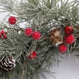 Shuangyuan 45cm Pine Cone Artificial Green Wreath Wholesale Christmas Wreath 2021 Yiwu Bell, Red Berries with Red Plastic